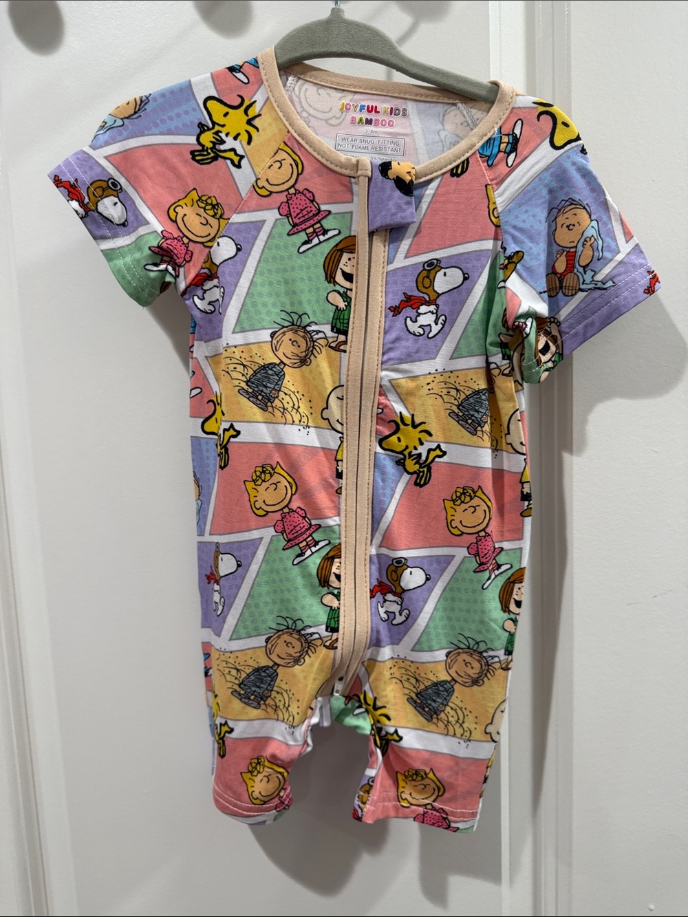Peanuts Snoopy Bamboo Shortie Zippy One-Piece size 3-6 months New